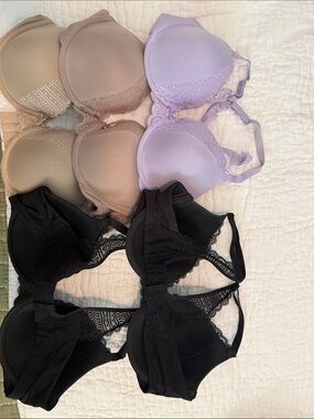 Maidenform Bra Set in Nude, Lilac, and Black